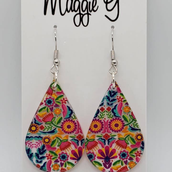 Vibrant Teardrop Floral Earrings