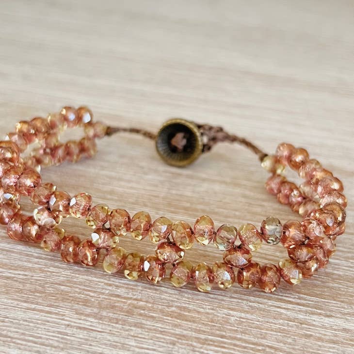 Twist Style Woven Friendship Link Crystal Bracelet