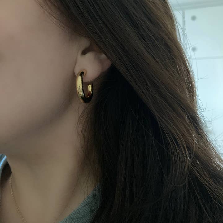 18k Gold Filled Thick Hoop Earrings
