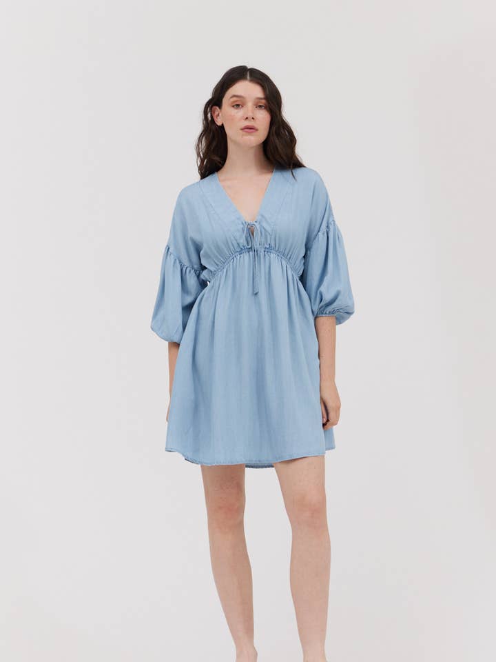 Grade & Gather Chambray Mini Dress Grade & Gather Chambray Mini Dress