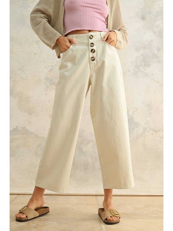 Miou Muse Button Front Cotton Pants