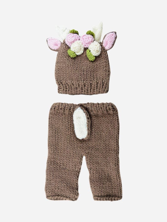 The Blueberry Hill Hartley Deer With Flowers Hat & Pant Set