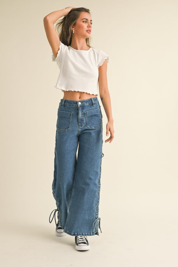 Miou Muse Mini Waffle Short Sleeve Top