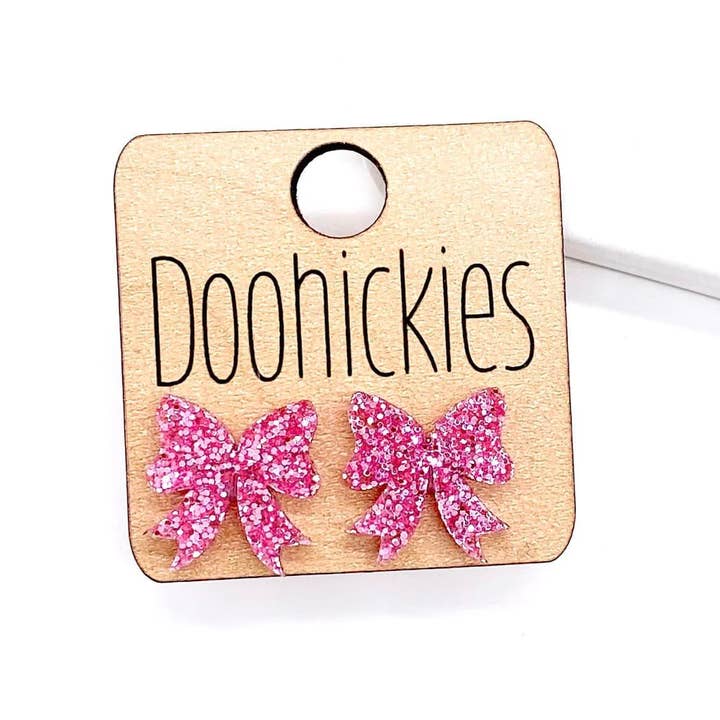 Pink Acrylic Bow Earrings