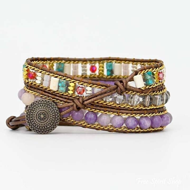 Free Spirit Amethyst Heart Wrap Bracelet