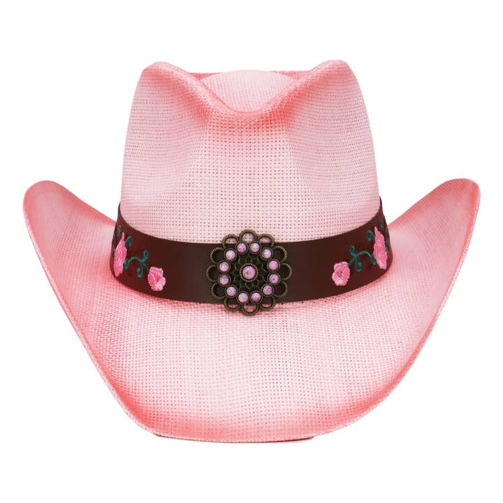 Pink Concho Belt Ombre Cowboy Hat