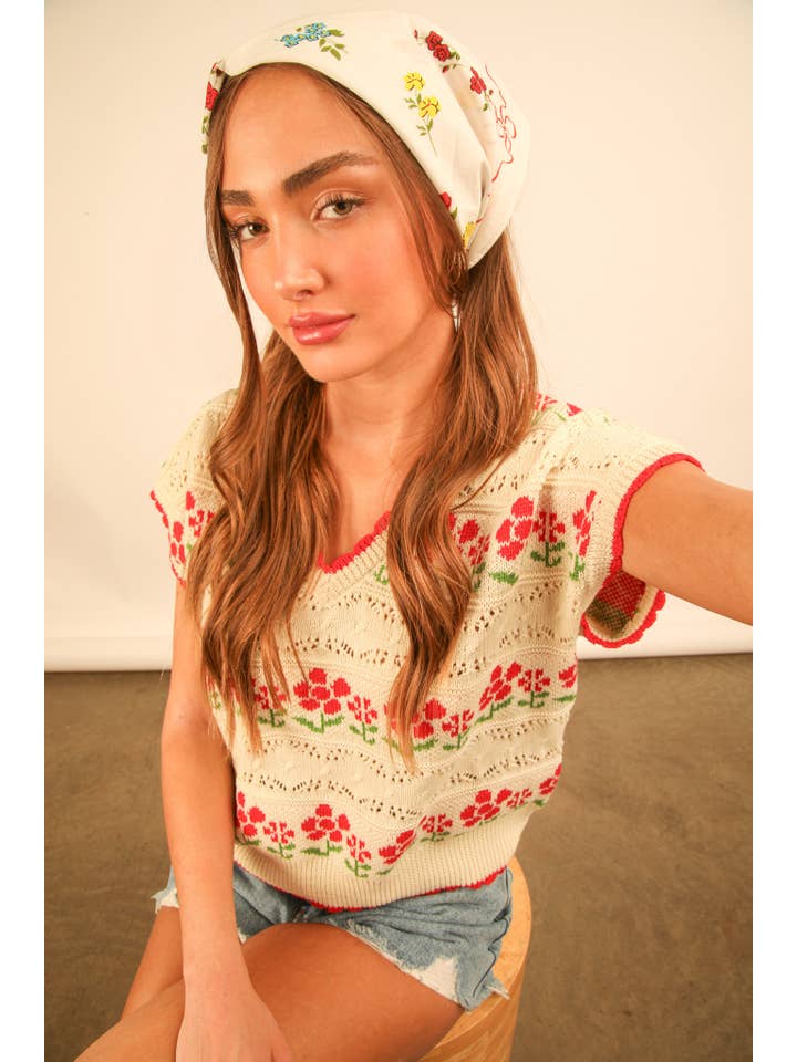 Very J Floral Knit Sweater