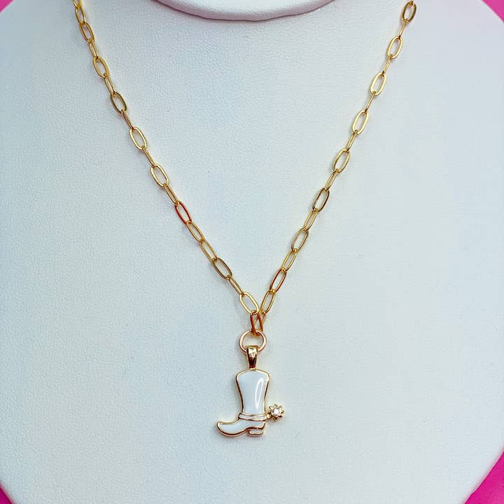 Taylor Shaye Designs White Boot Necklace