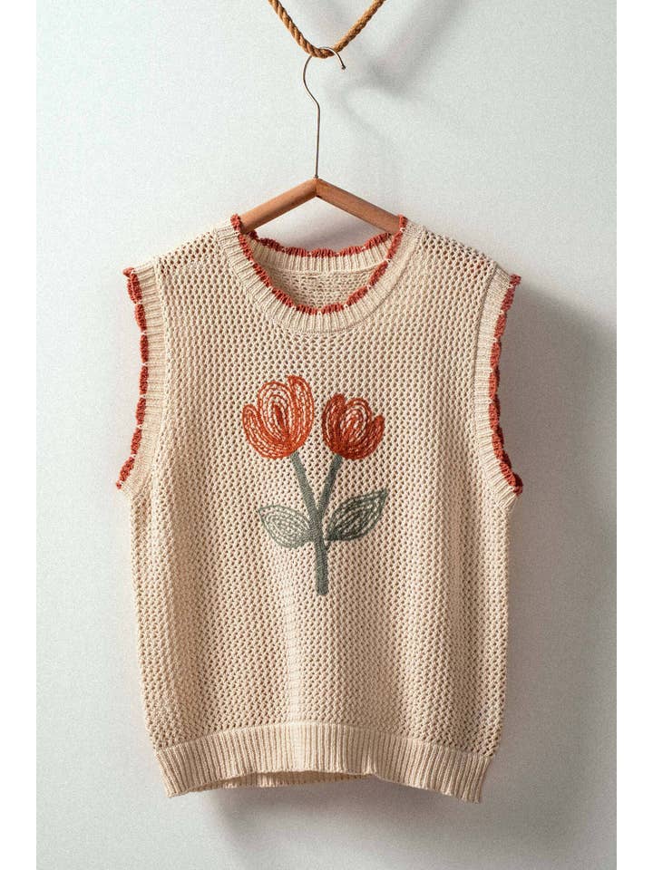 Urban Daizy Tulip Embroidery Vest
