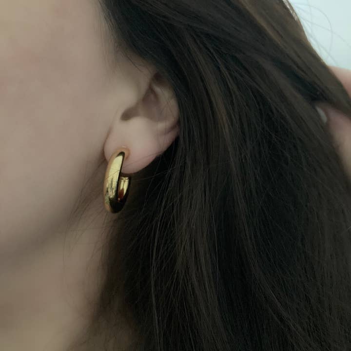 18k Gold Filled Thick Hoop Earrings