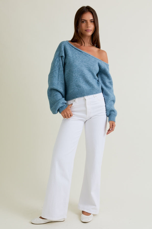 Le Lis Asymmetrical Shoulder Sweater