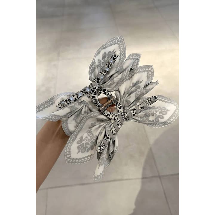 Paisley Print Bow Claw Clip