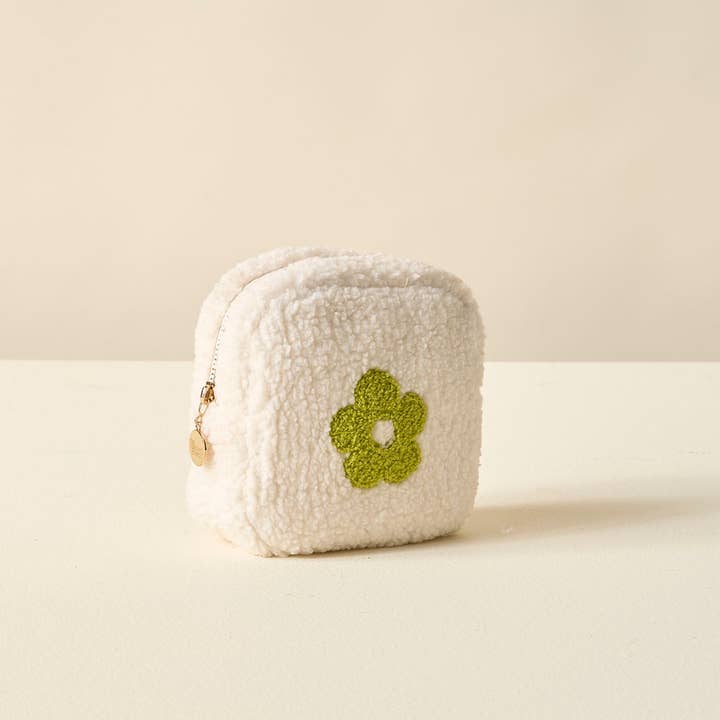 Green Flower Teddy Pouch
