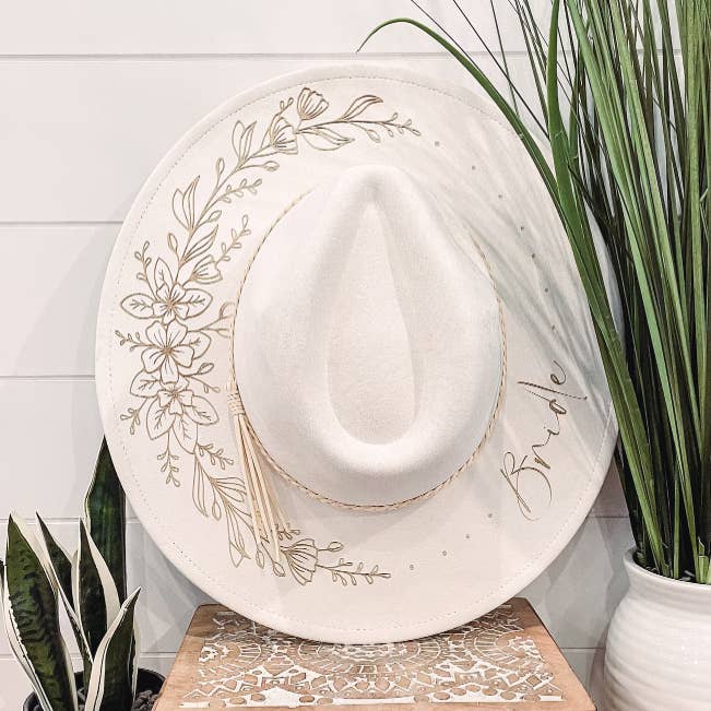 Bride Engraved Floral Hat