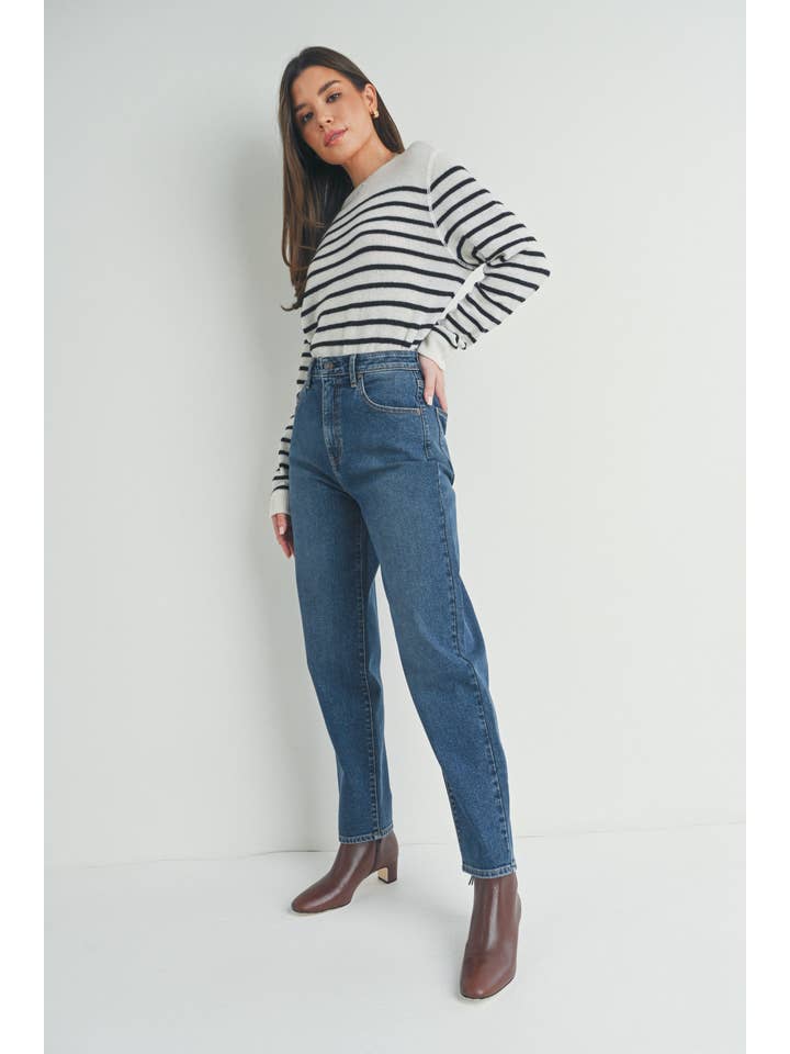 Just Black Denim High Rise Tapered Barrel Jean