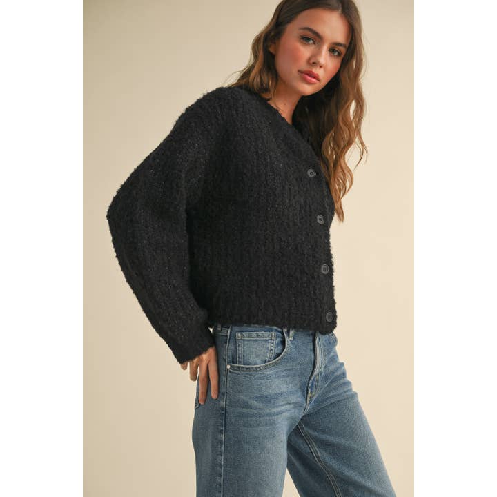 Miou Muse Round Neck Button Up Sweater