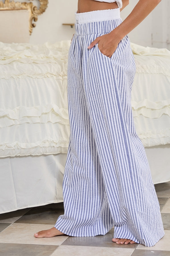 Bucketlist Striped Seersucker Boxer Pants