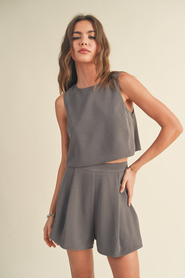 Miou Muse Textured Fabric Shorts Set