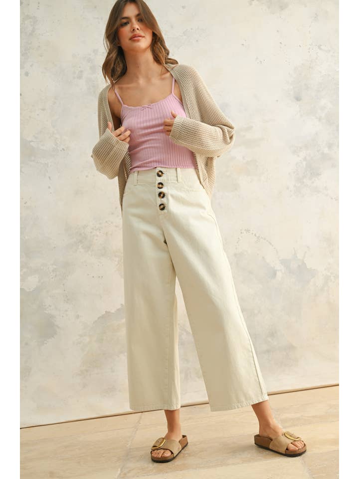 Miou Muse Button Front Cotton Pants