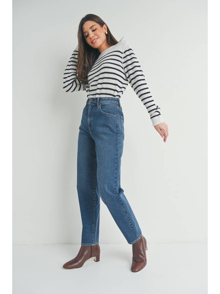 Just Black Denim High Rise Tapered Barrel Jean