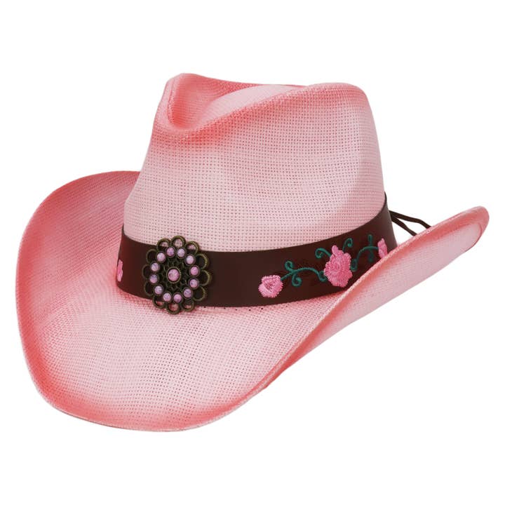 Pink Concho Belt Ombre Cowboy Hat