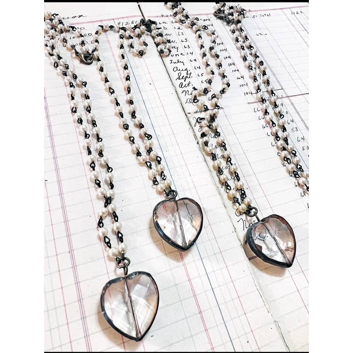 Soldered Mini Glass Heart Beaded Chain Necklace