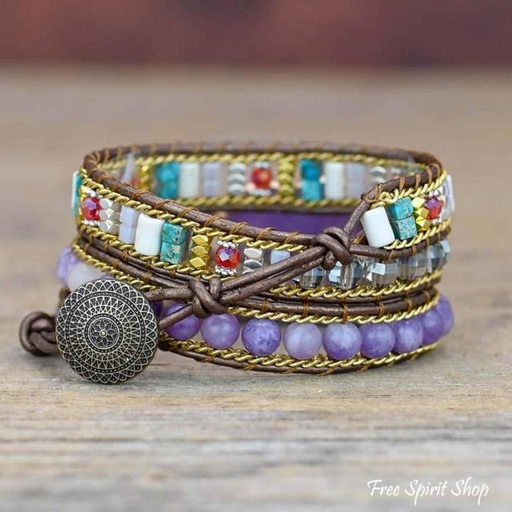 Free Spirit Amethyst Heart Wrap Bracelet
