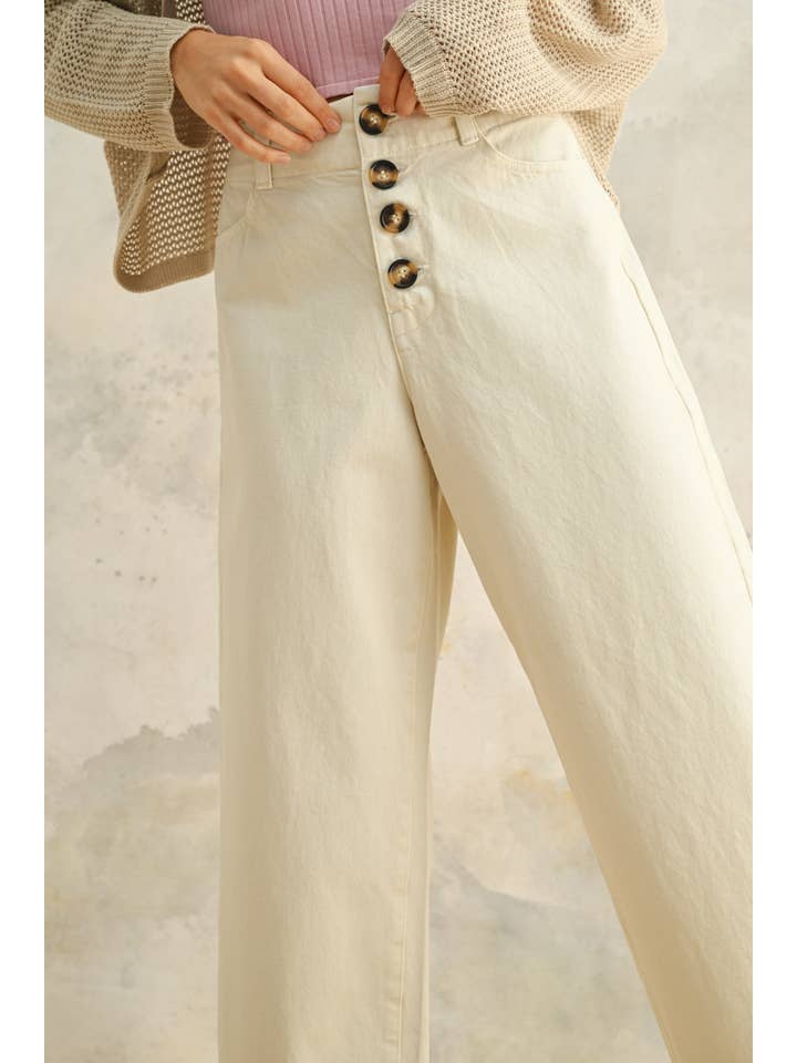 Miou Muse Button Front Cotton Pants