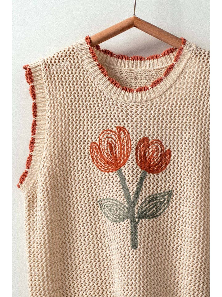 Urban Daizy Tulip Embroidery Vest
