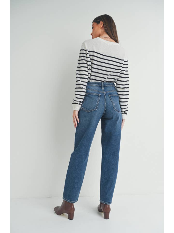 Just Black Denim High Rise Tapered Barrel Jean