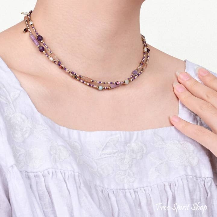 Free Spirit Amethyst & Hematite Beaded Choker