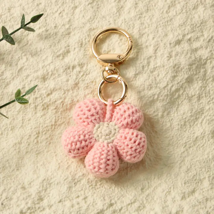 Knit Flower Keychain