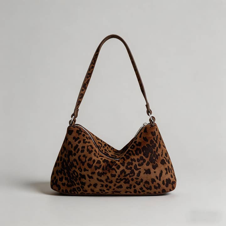 Vintage Suede Leopard Shoulder Bag