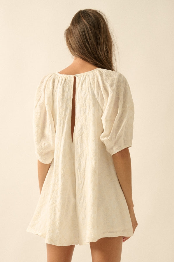 Promesa Floral Embroidered Babydoll Romper