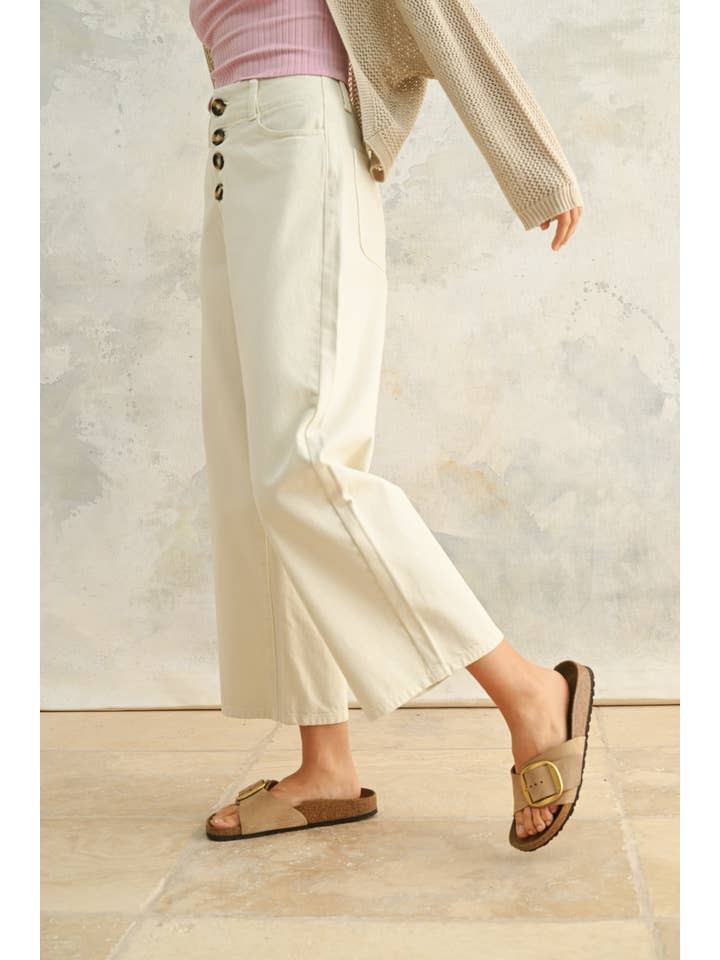 Miou Muse Button Front Cotton Pants