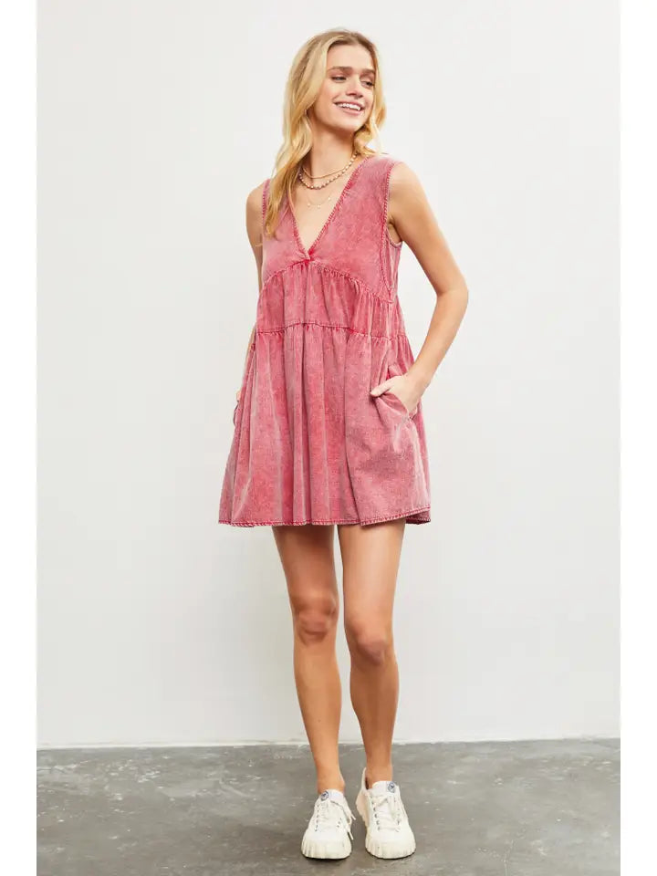 mustard seed pink dress Mustard Seeds Ballon Sleeve Deep V-Neck Satin Dusty Pink Dress women Size Small