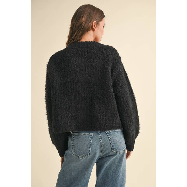 Miou Muse Round Neck Button Up Sweater