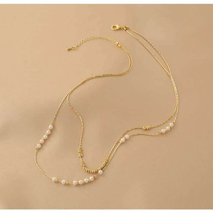 White & Gold Beaded Necklace