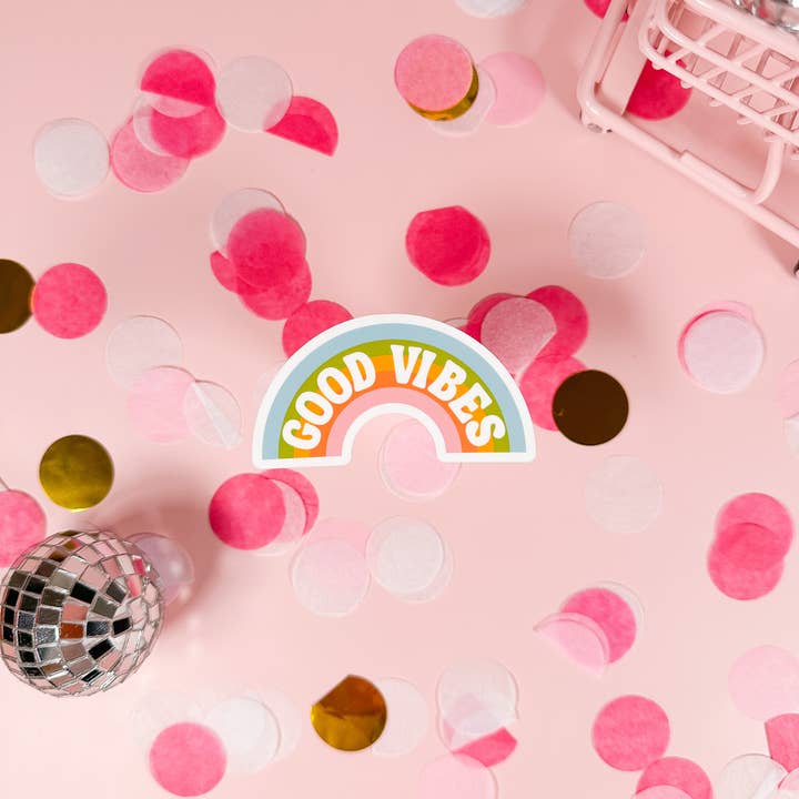 Positive Vibes Rainbow Vinyl Waterproof Sticker