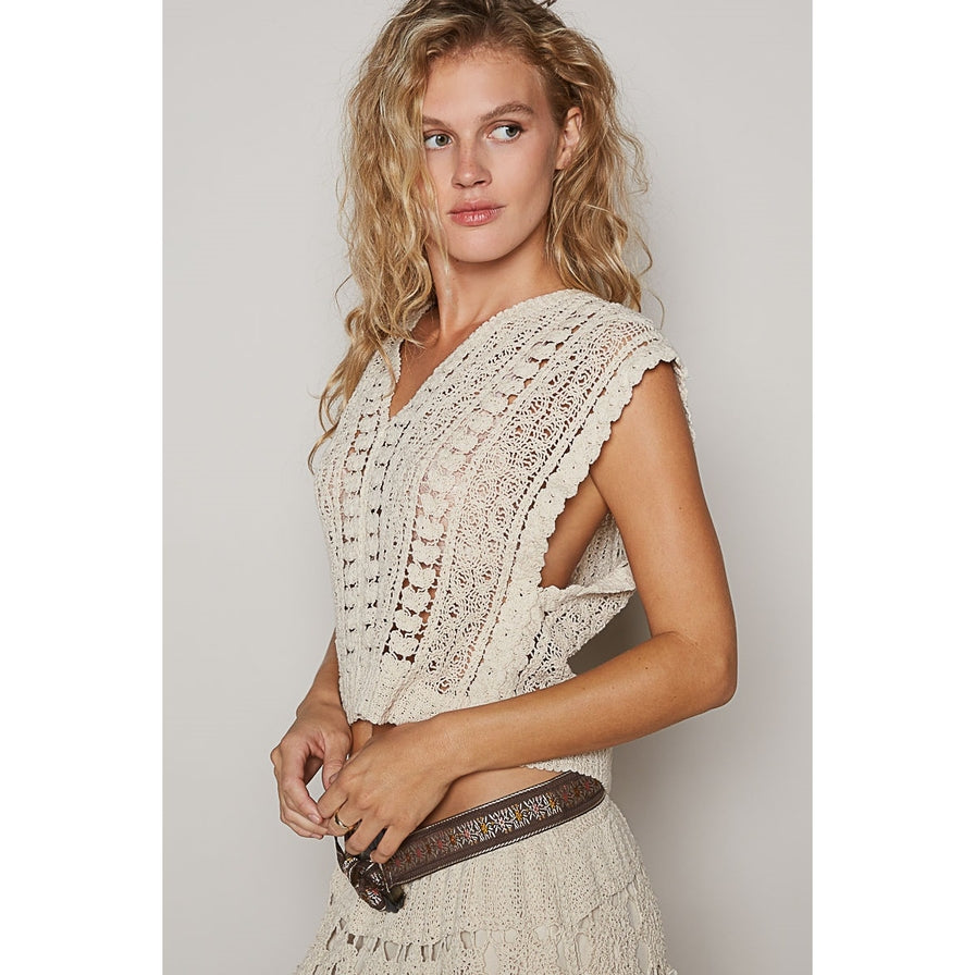 POL Sleeveless Crochet Top