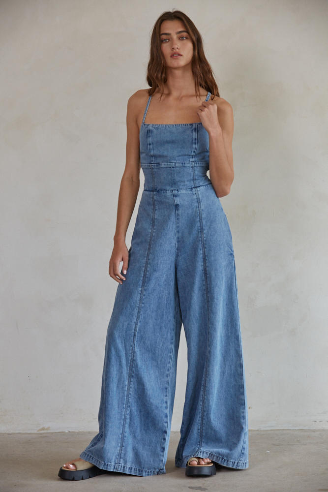 By Together Records On Denim Jumpsuit