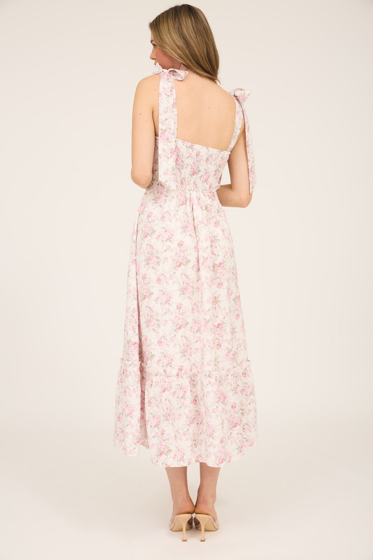 Blu Pepper Floral Tie Strap Midi Dress