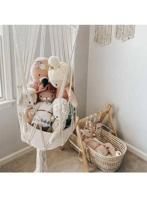 Finn + Emma Macrame Hanging Toy Basket