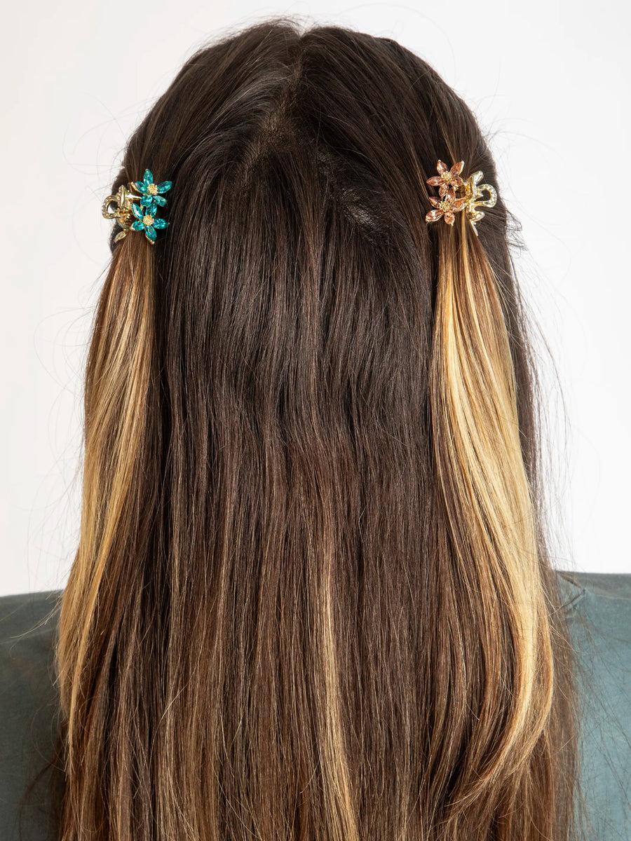 Natural Life Rhinestone Blossom Claw Clip - Set of 2