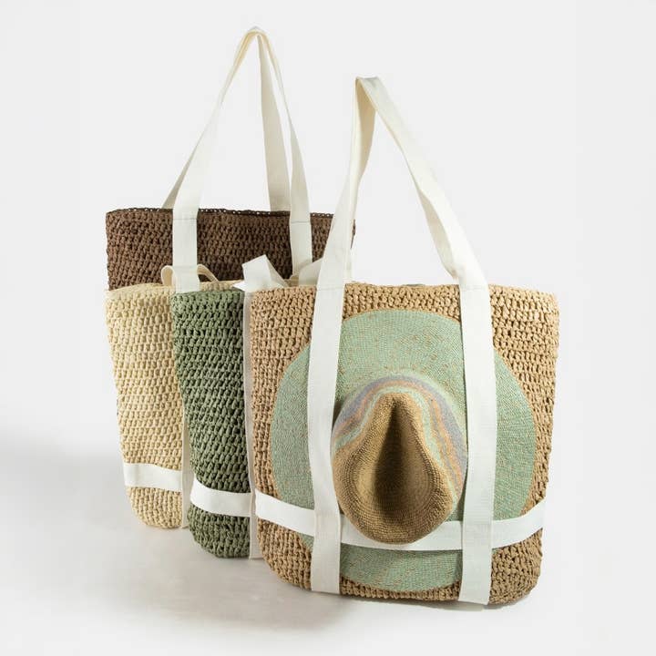 Straw Braided Hat Carrier Tote Bag