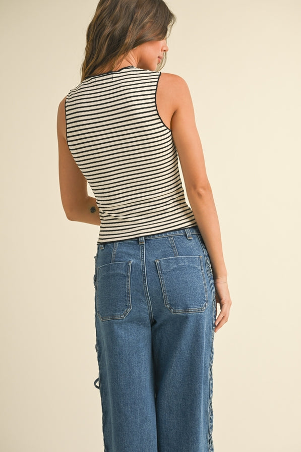 Miou Muse Striped Knitted Top