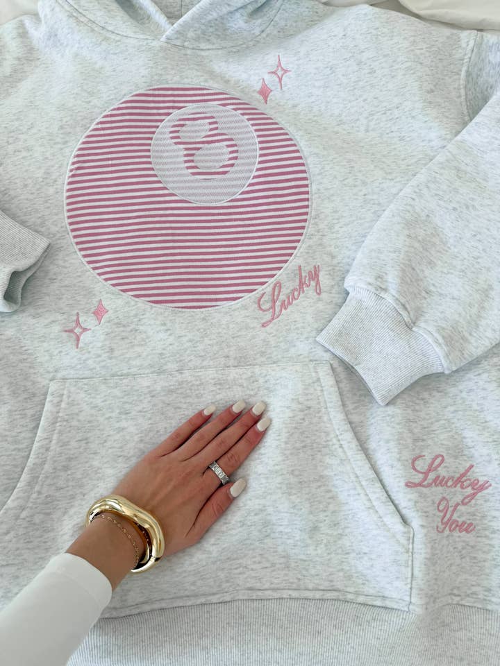 Sunkissed Coconut Lucky You Embroidered Hoodie