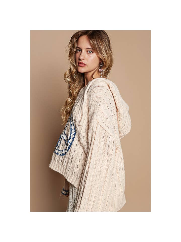 POL Peace Patch Trim Sweater