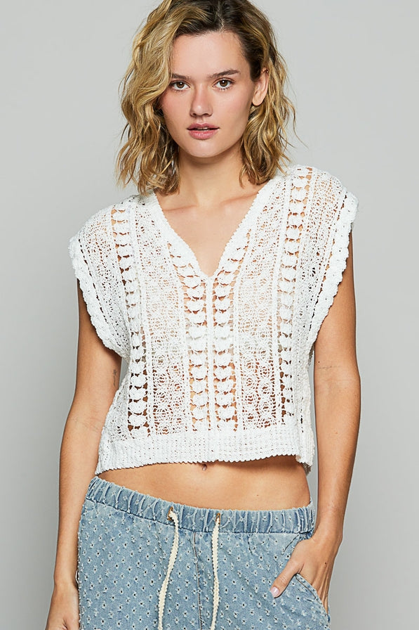 POL Sleeveless Crochet Top