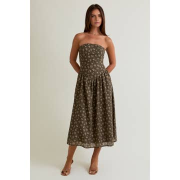 Le Lis Strapless Drop Waist Midi Dress
